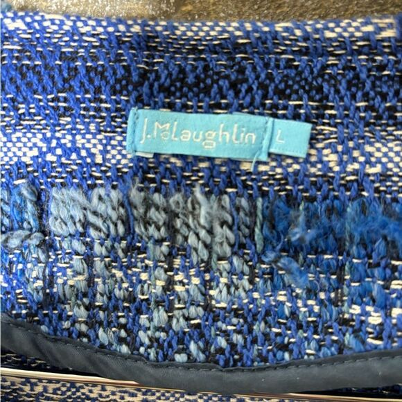 J. Mclaughlin large wool blend blue tweed boucle shag jacket bell sleeves - Picture 2 of 6